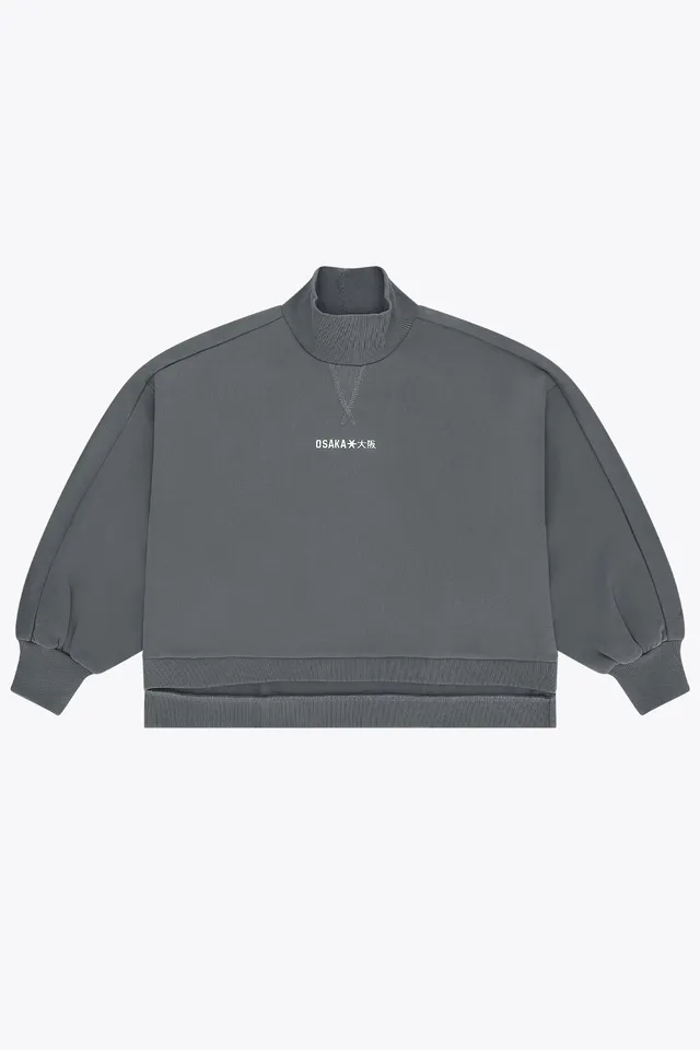 osaka-women-mockneck-sweater-felpa-collo-alto-donna-dark-grey-melange image 1