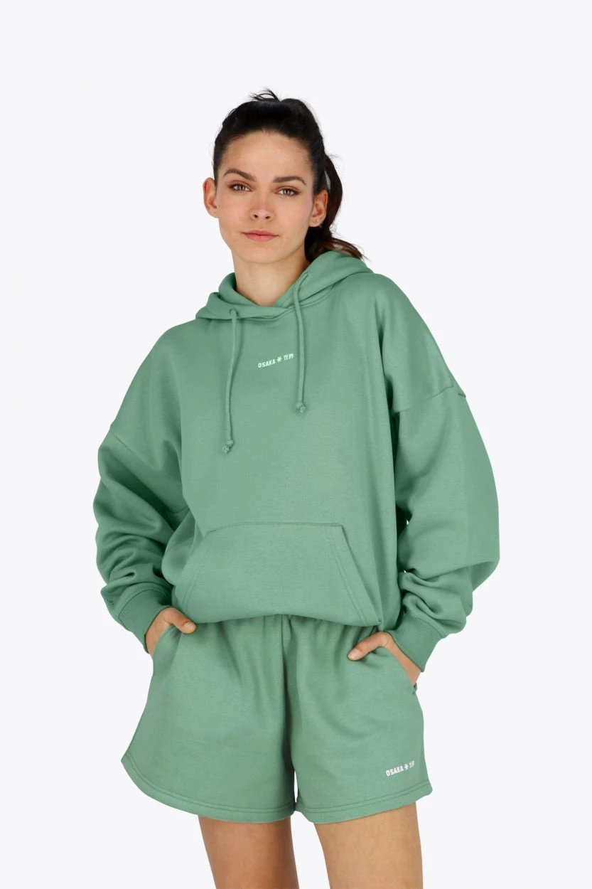 osaka-shibui-women-hoodie-felpa-con-cappuccio-verde-oversize image 2