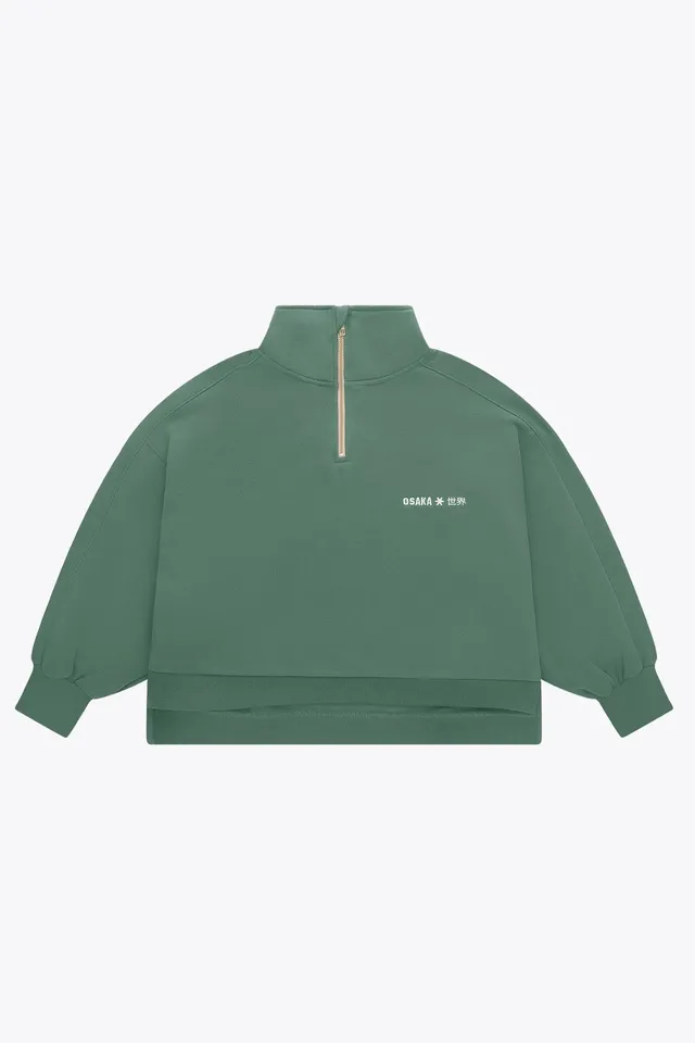 osaka-cropped-half-zip-donna-bayou-green image 1