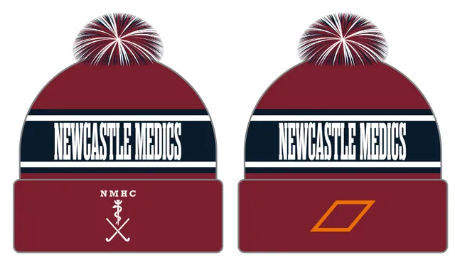 grays-newcastle-medics-hc-bobble-hat-senior-bordeaux-blu-navy image 1
