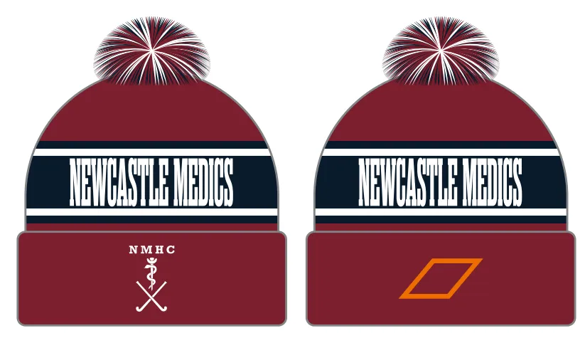 grays-newcastle-medics-hc-bobble-hat-senior-bordeaux-blu-navy image 1