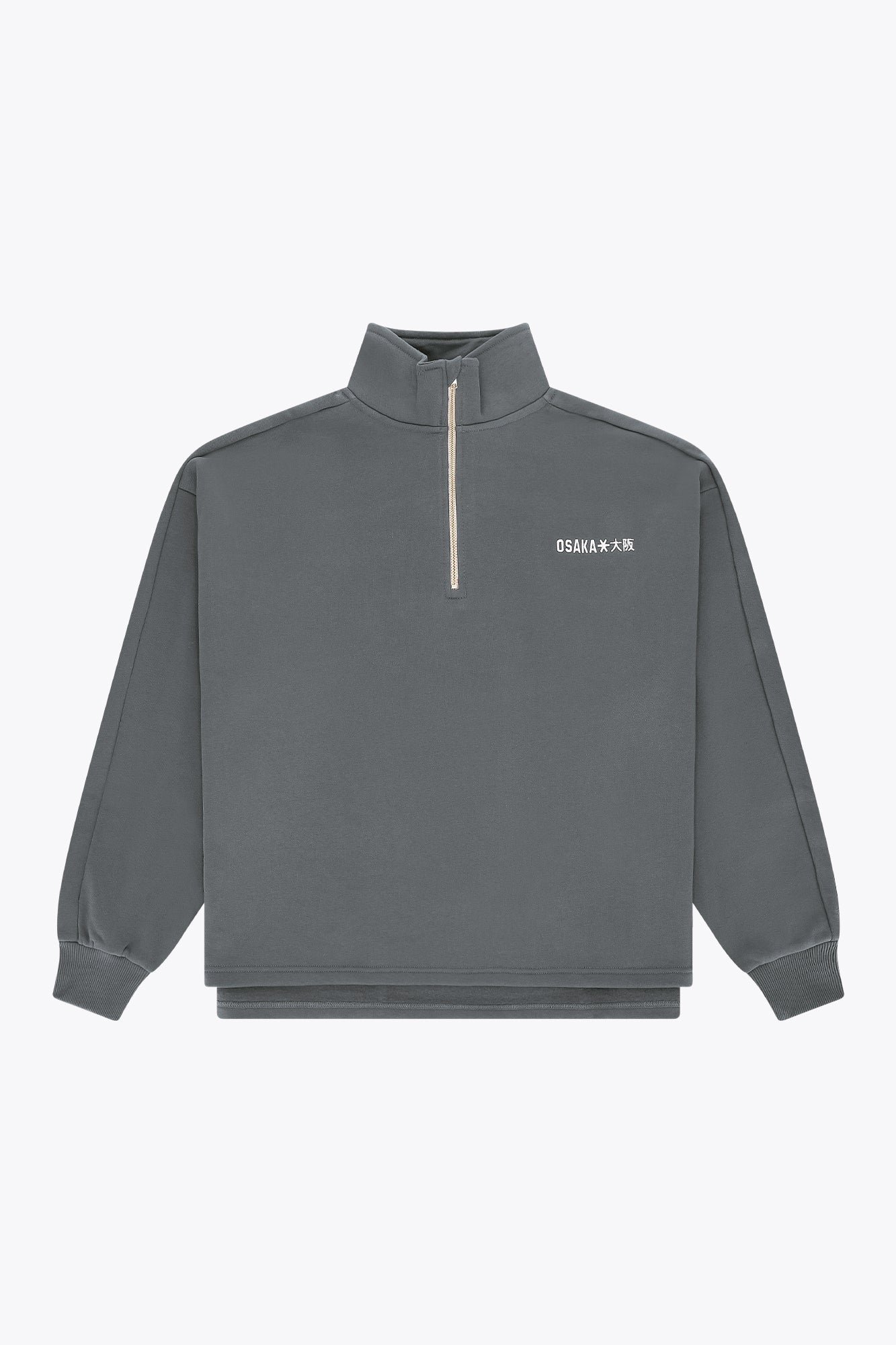 osaka-men-half-zip-sweater-dark-grey-melange image 1
