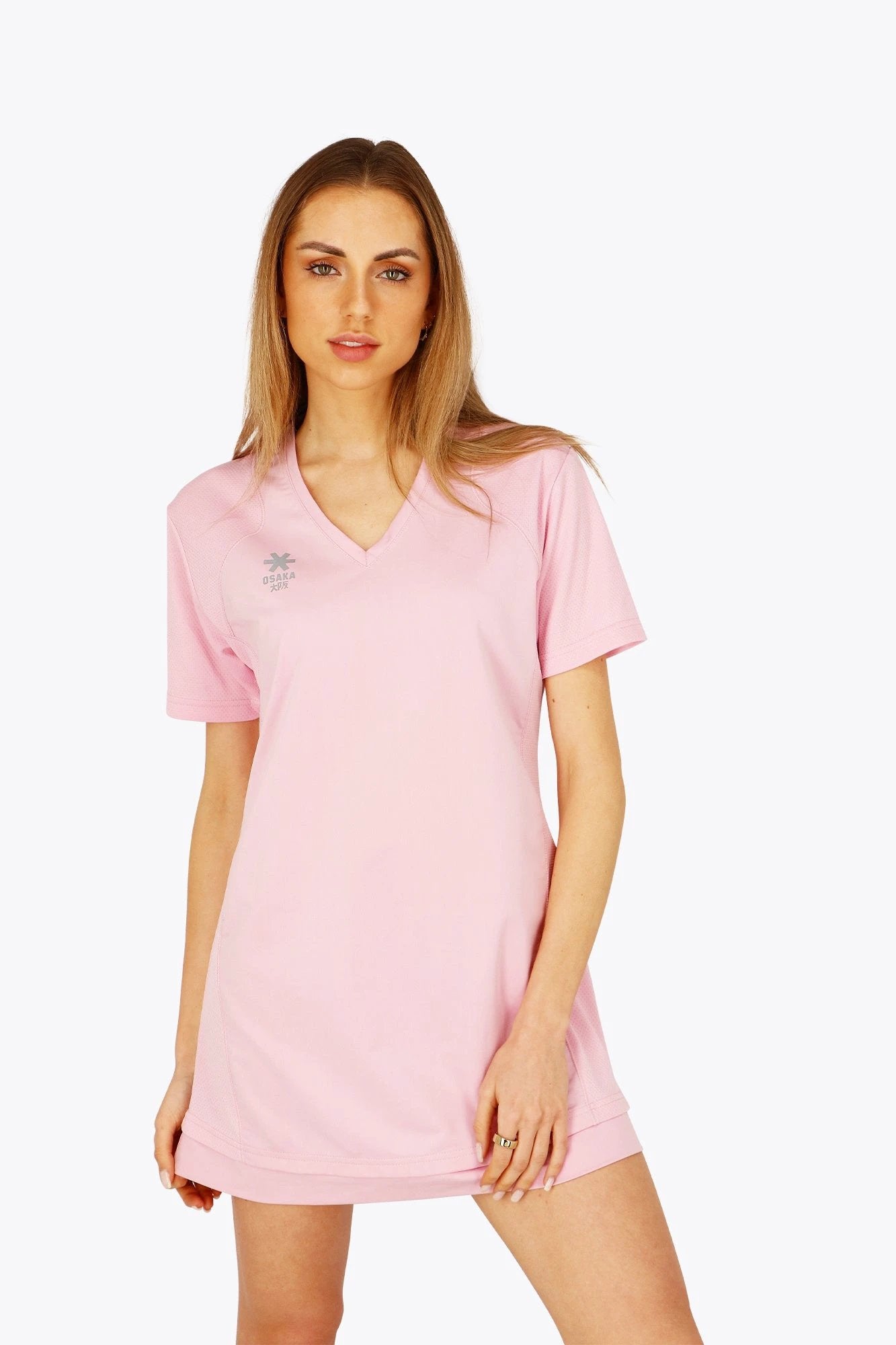 osaka-women-v-neck-tech-dress-abito-tecnico-fondant-pink image 2