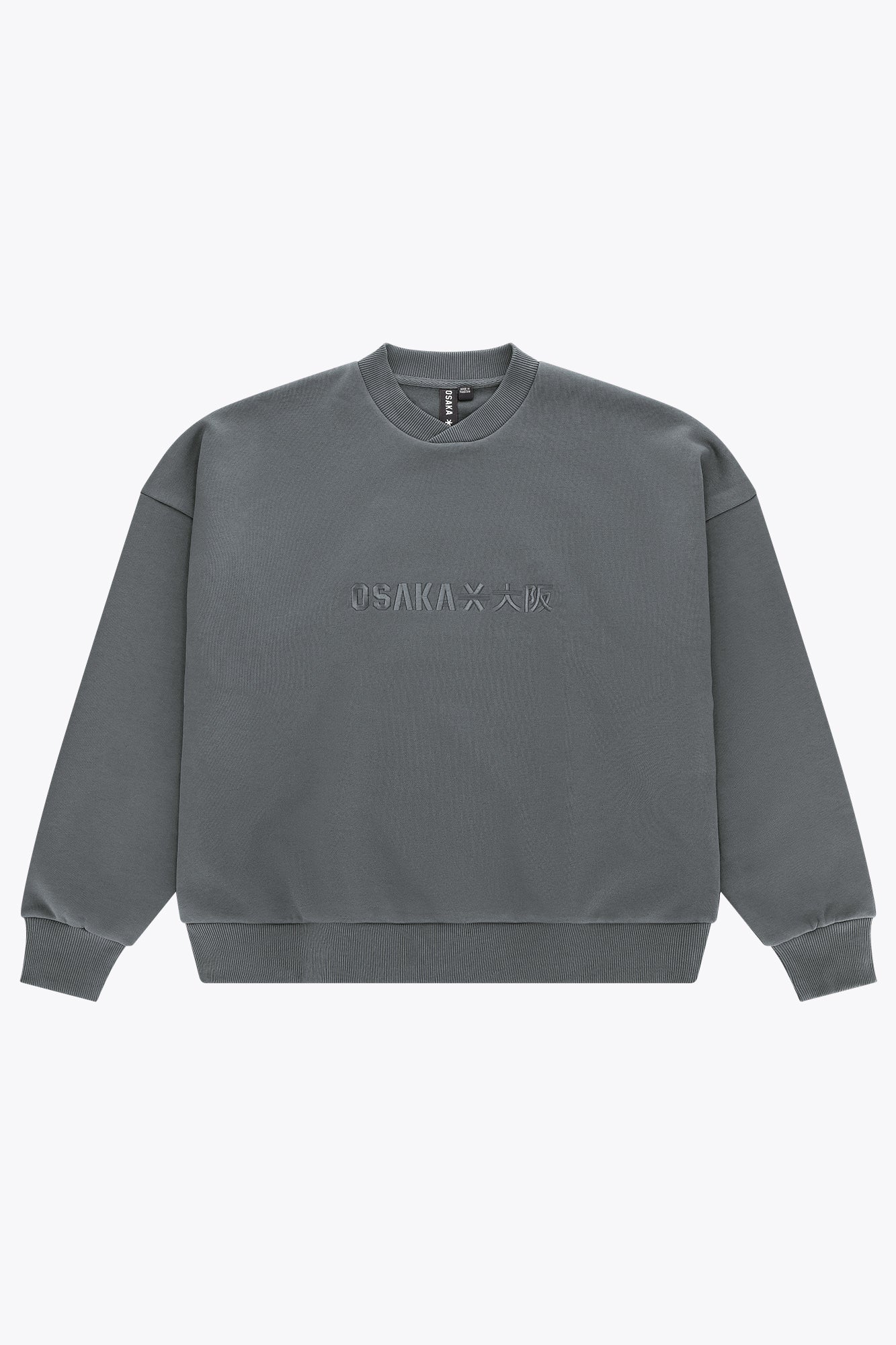 osaka-felpa-uomo-cross-collar-grigio-scuro-melange image 1