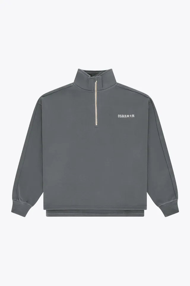 osaka-men-half-zip-sweater-dark-grey-melange image 1