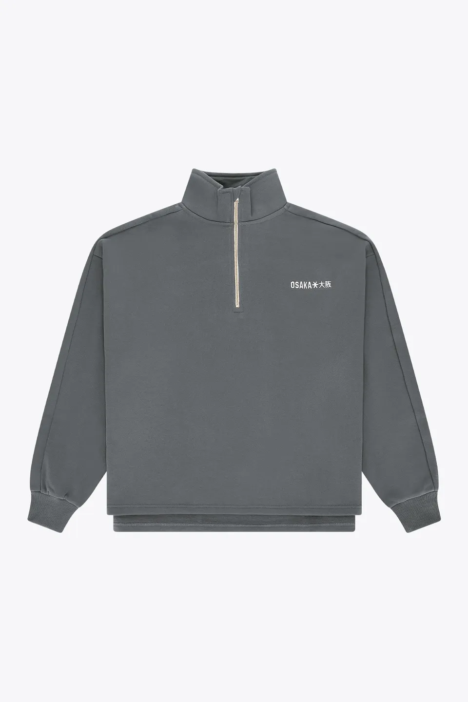 osaka-men-half-zip-sweater-dark-grey-melange image 1