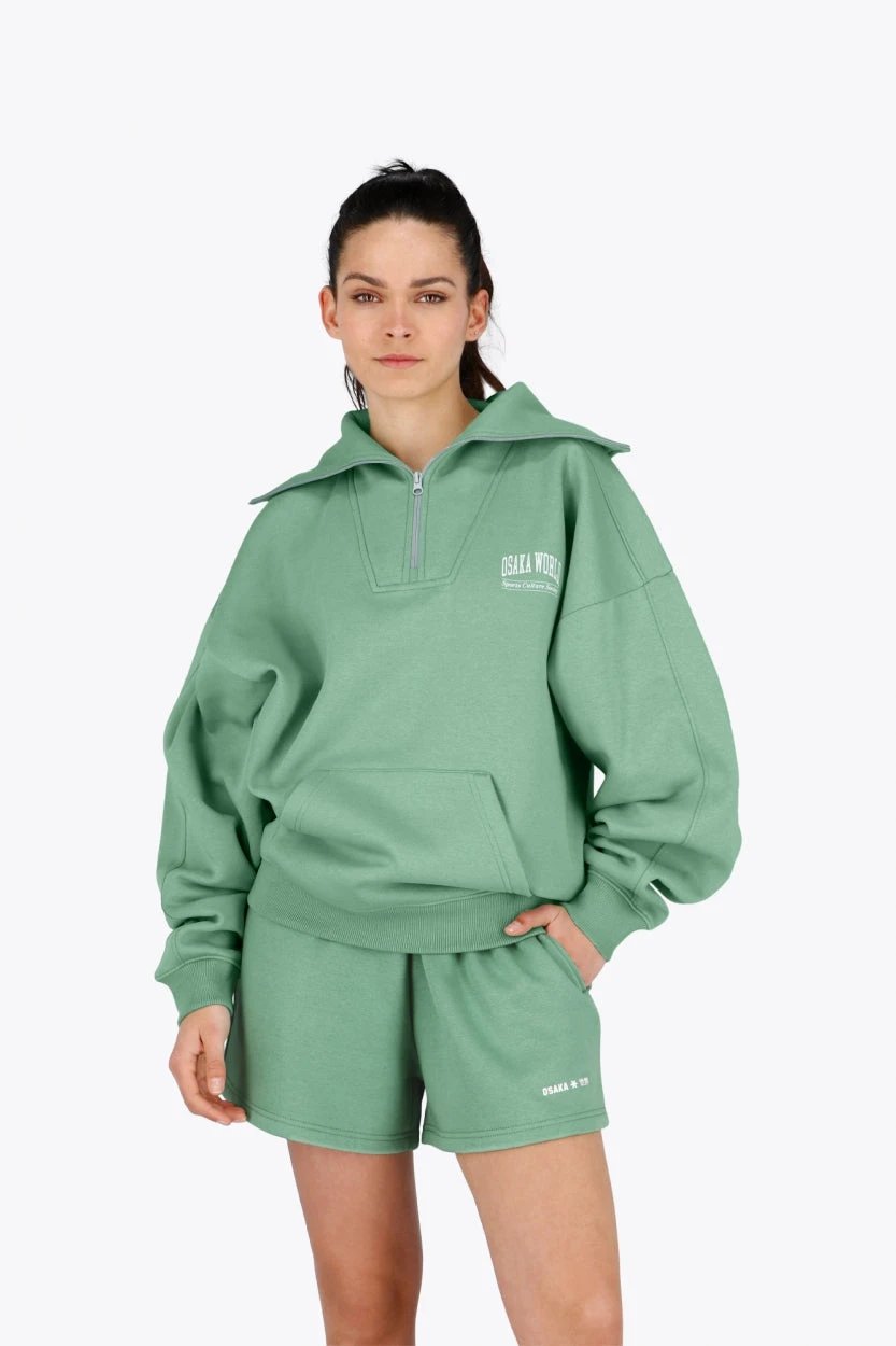 osaka-felpa-mezza-zip-donna-verde-collezione-shibui image 2