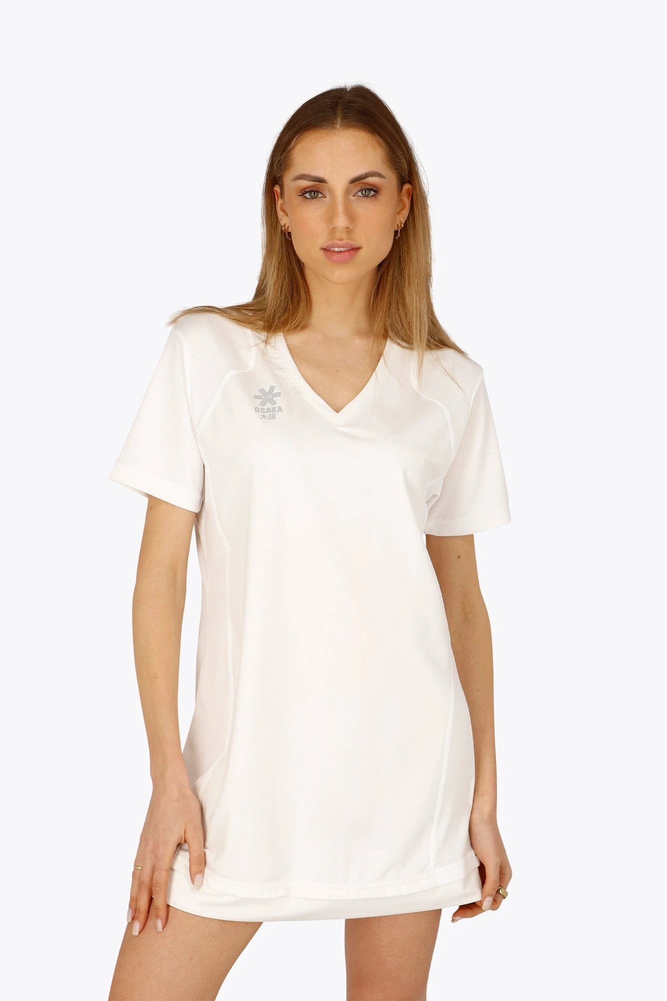 osaka-women-v-neck-tech-dress-abito-sportivo-donna-bianco image 2