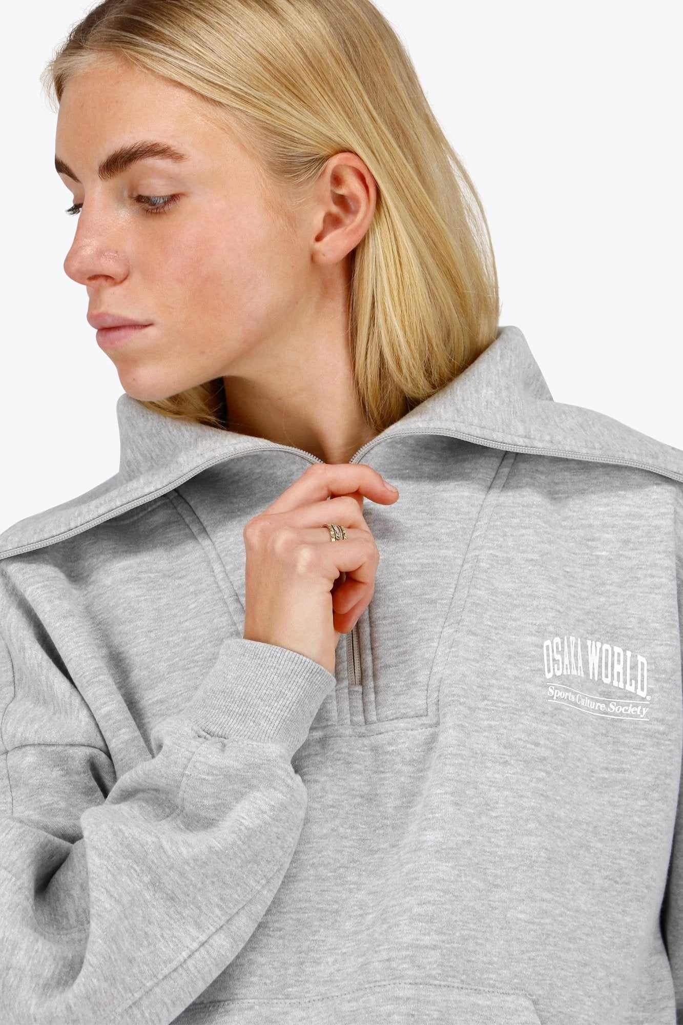 osaka-women-half-zip-sweater-felpa-donna-heather-grey image 8