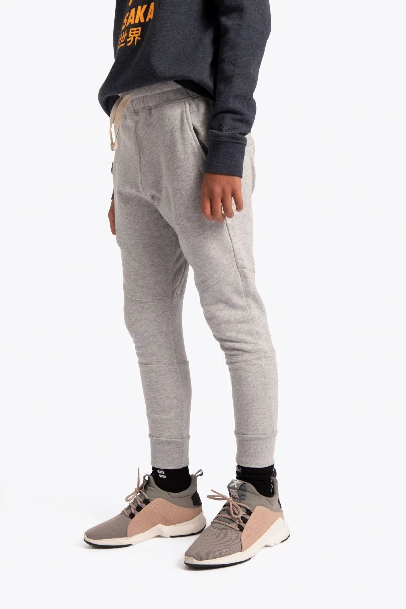 osaka-kids-sweatpants-grigio-melange-pantaloni-tuta-bambino image 3