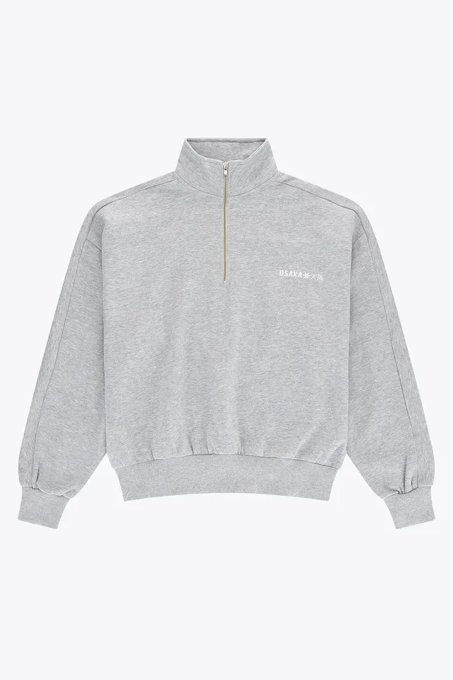 osaka-men-half-zip-sweater-felpa-mezza-zip-uomo-heather-grey image 1