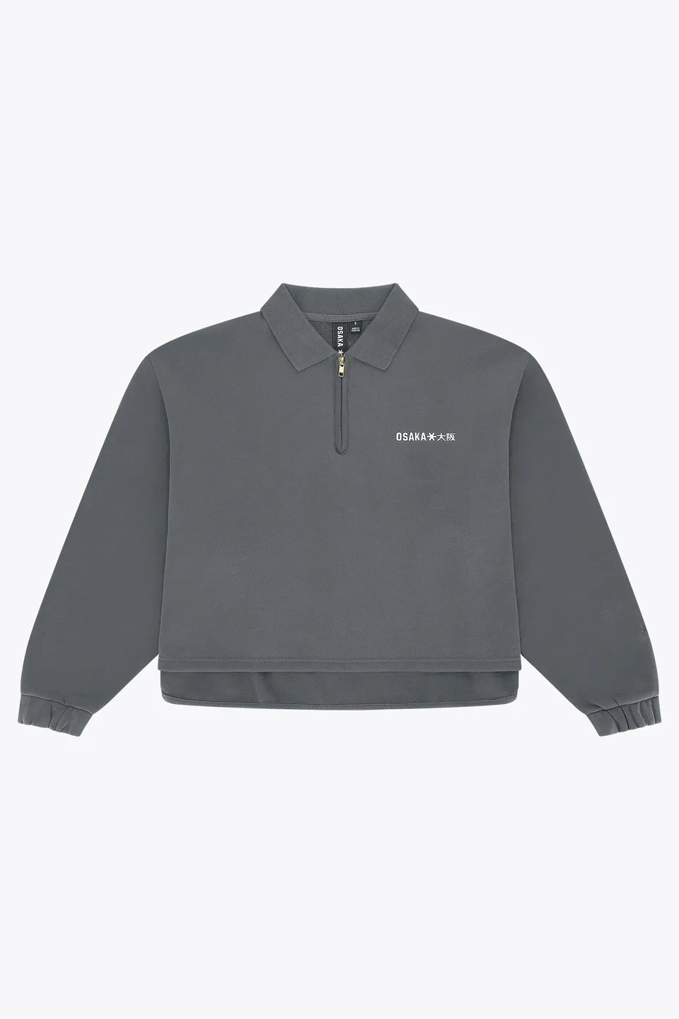 osaka-women-polo-zip-sweater-dark-grey-melange image 1