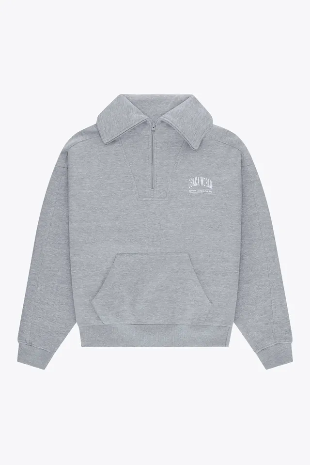 osaka-women-half-zip-sweater-felpa-donna-heather-grey image 1