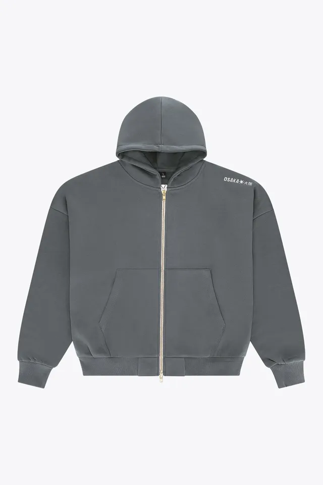 osaka-full-zip-hoodie-uomo-dark-grey-melange image 1