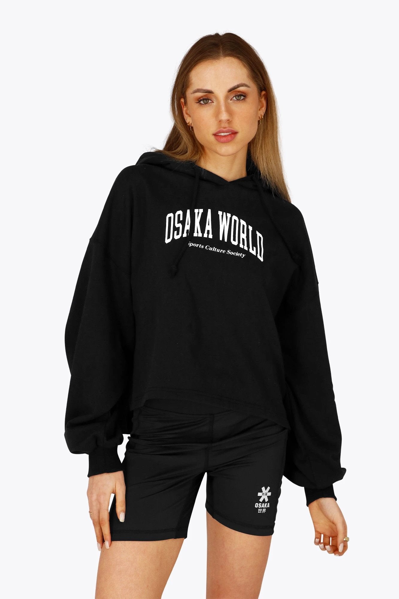 osaka-women-cropped-hoodie-felpa-donna-corta-nera image 2