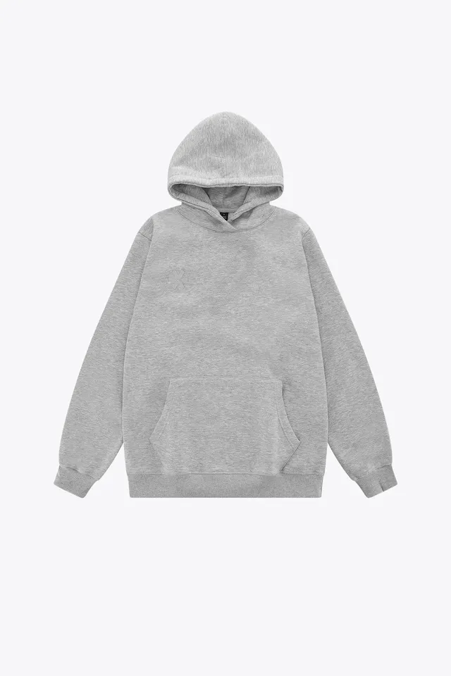 osaka-kids-hoodie-basic-felpa-cappuccio-bambino-grigio-melange image 1