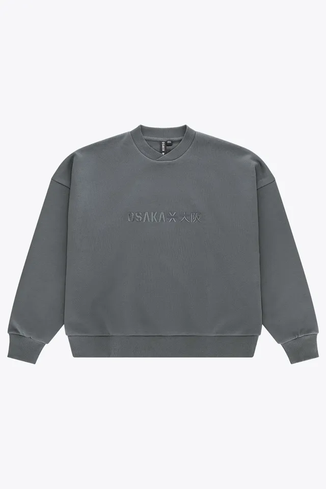 osaka-felpa-uomo-cross-collar-grigio-scuro-melange image 1