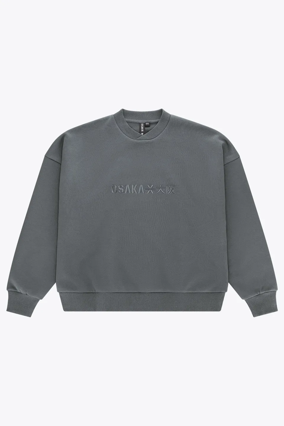 osaka-felpa-uomo-cross-collar-grigio-scuro-melange image 1
