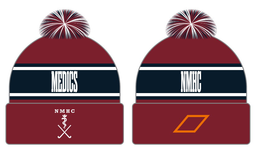 grays-newcastle-medics-hc-bobble-hat-senior-bordeaux-blu-navy image 2