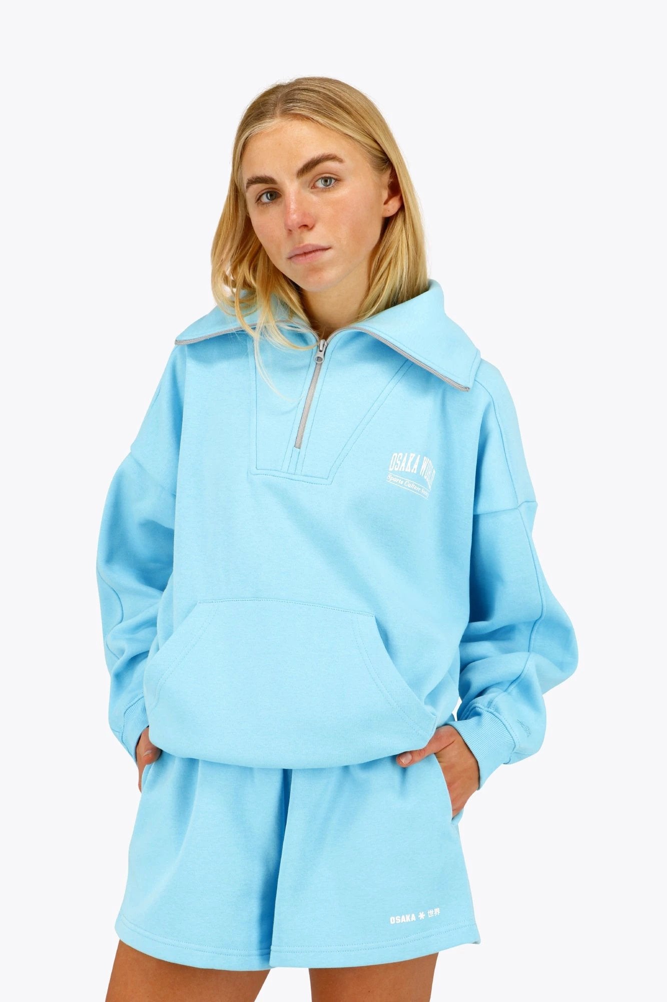osaka-women-half-zip-sweater-felpa-donna-blue-topaz image 2