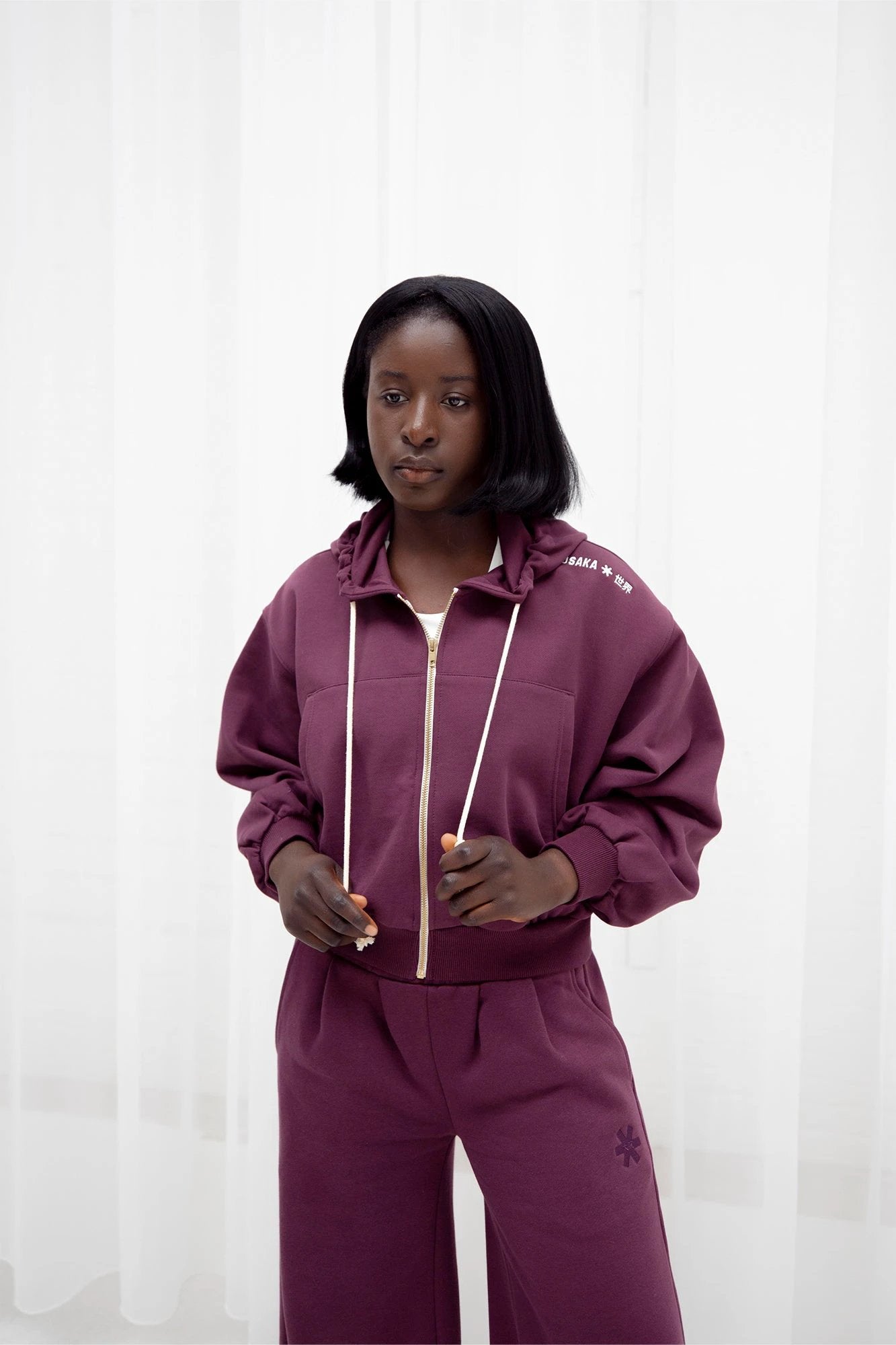 osaka-felpa-donna-cropped-full-zip-cherry-lacquer image 2