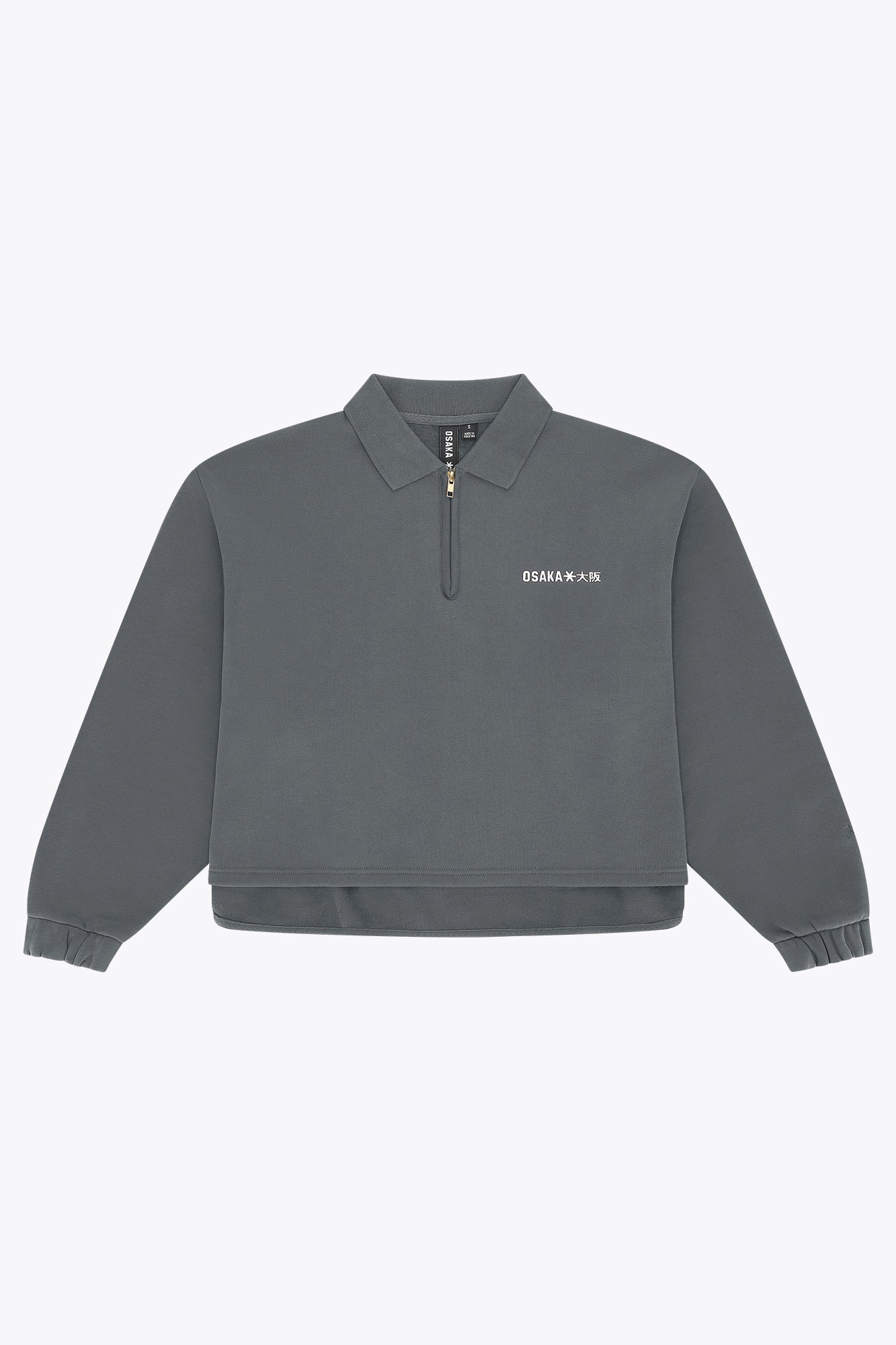 osaka-women-polo-zip-sweater-dark-grey-melange image 1